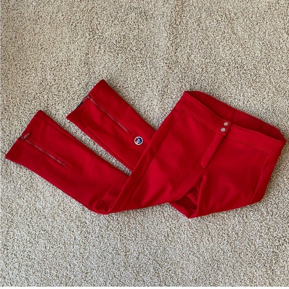 Women’s Fusalp Ski Pants Snow Pants Stretch Waterproof Red EUC size 40 & US 8